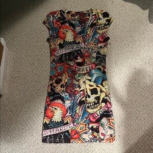 Ed Hardy Colorful Graphic Mini Dress